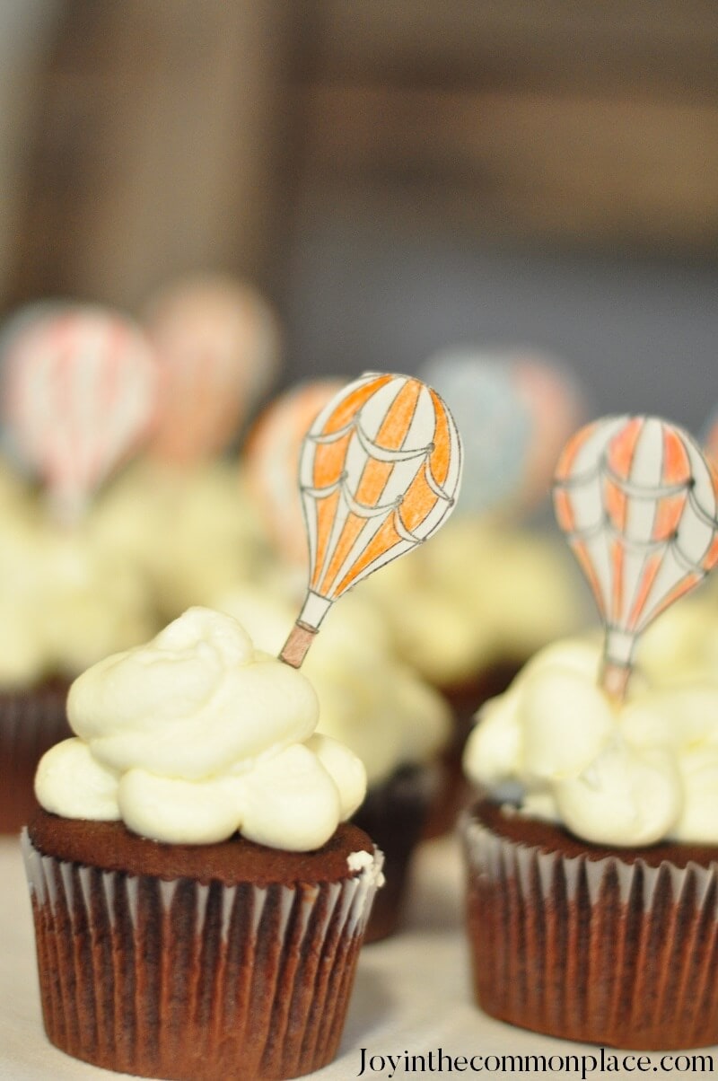 Vintage Hot Air Balloon Baby Shower- Cloud Cupcakes