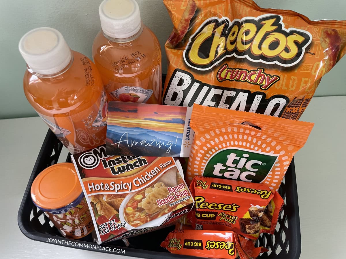 Orange Themed Birthday Gift Basket for Teens